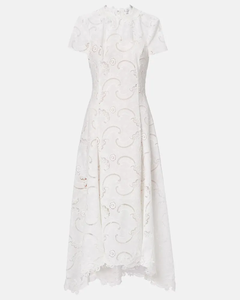 Oscar de la Renta Midikleid aus Guipure-Spitze Weiß
