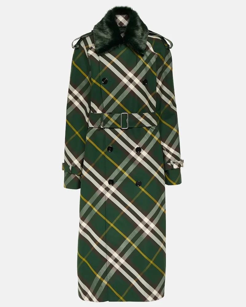 Burberry Trenchcoat Burberry Check aus Baumwollgabardine Grün