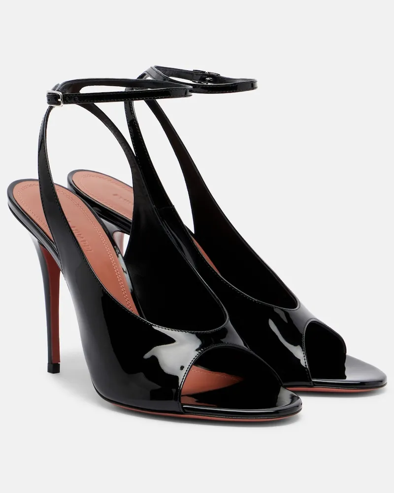 Amina Muaddi Sandalen Anok aus Lackleder Schwarz