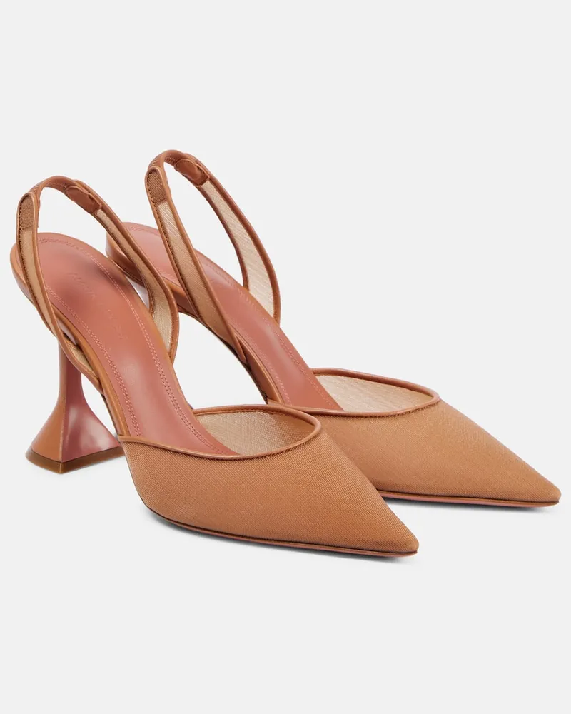 Amina Muaddi Slingback-Pumps Holli 105 aus Mesh Beige