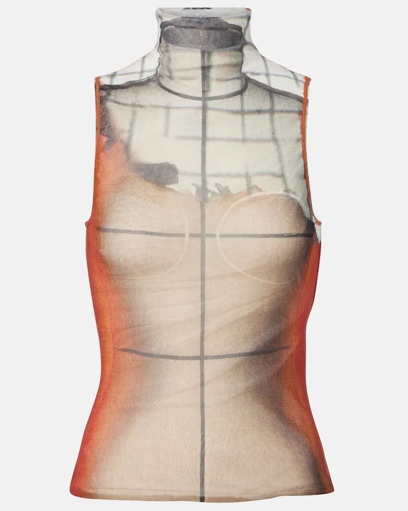 Jean Paul Gaultier Top Fire aus Tüll Multicolor