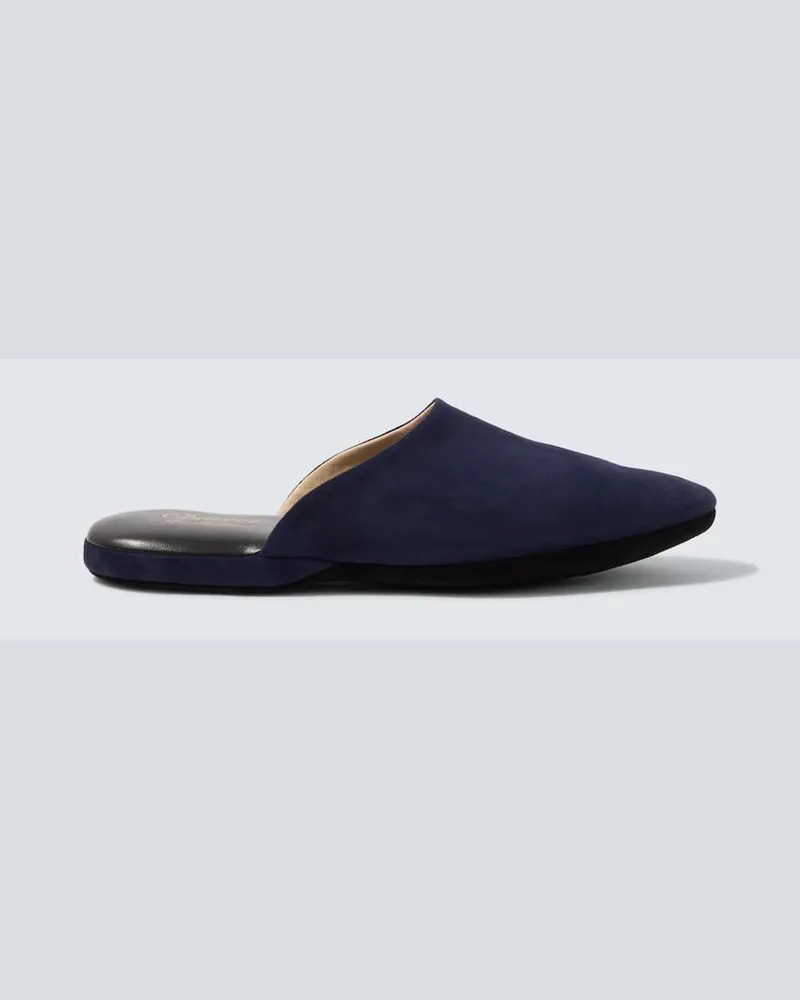 Charvet Slippers aus Veloursleder Blau