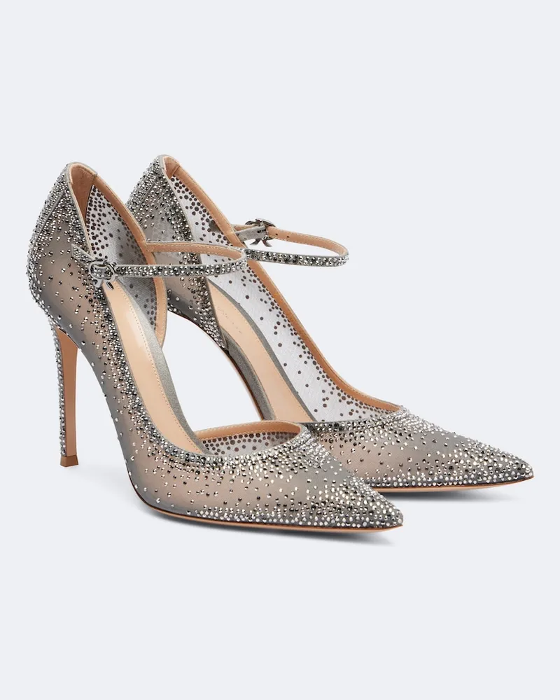 Gianvito Rossi Pumps Rania 105 aus Veloursleder Silber