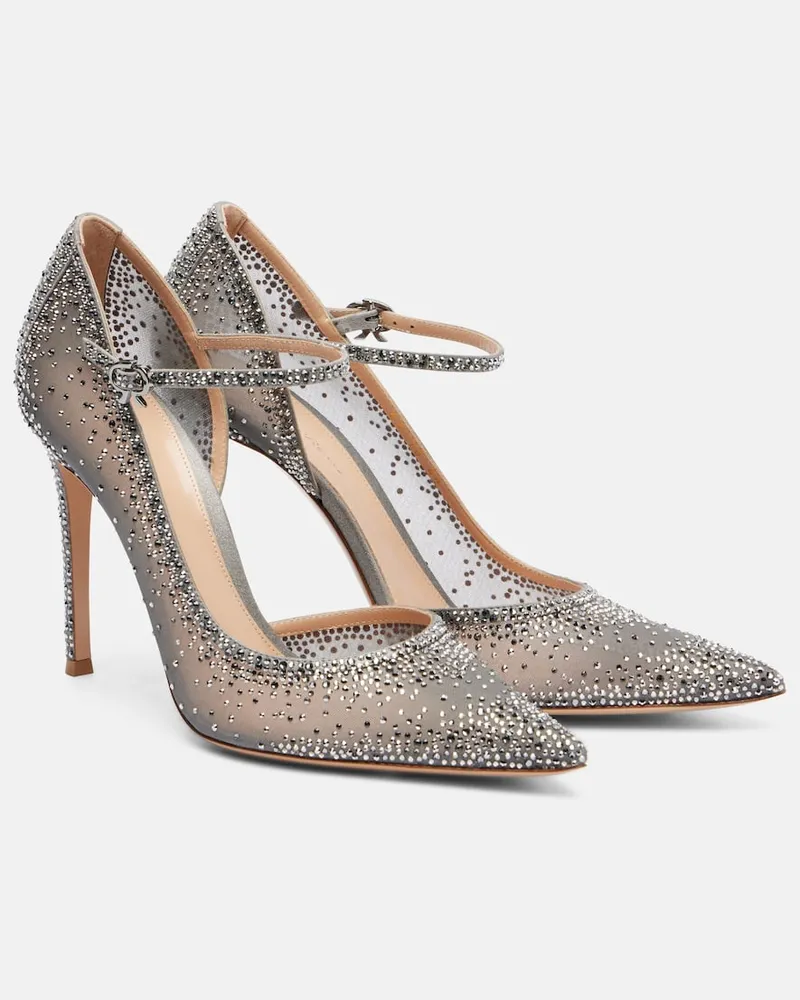 Gianvito Rossi Pumps Rania 105 aus Veloursleder Silber