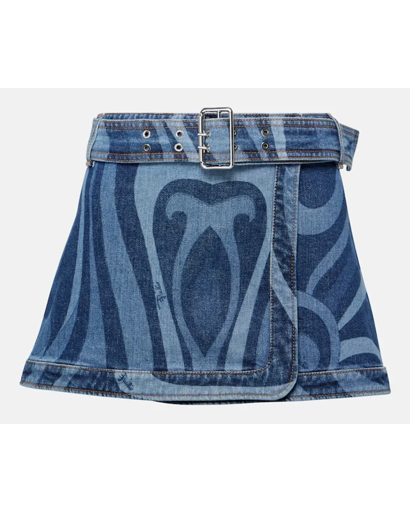Emilio Pucci Wickelrock Marmo aus Denim Blau