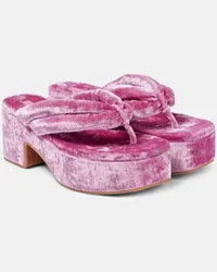 Dries van Noten Plateausandalen aus Samt Pink