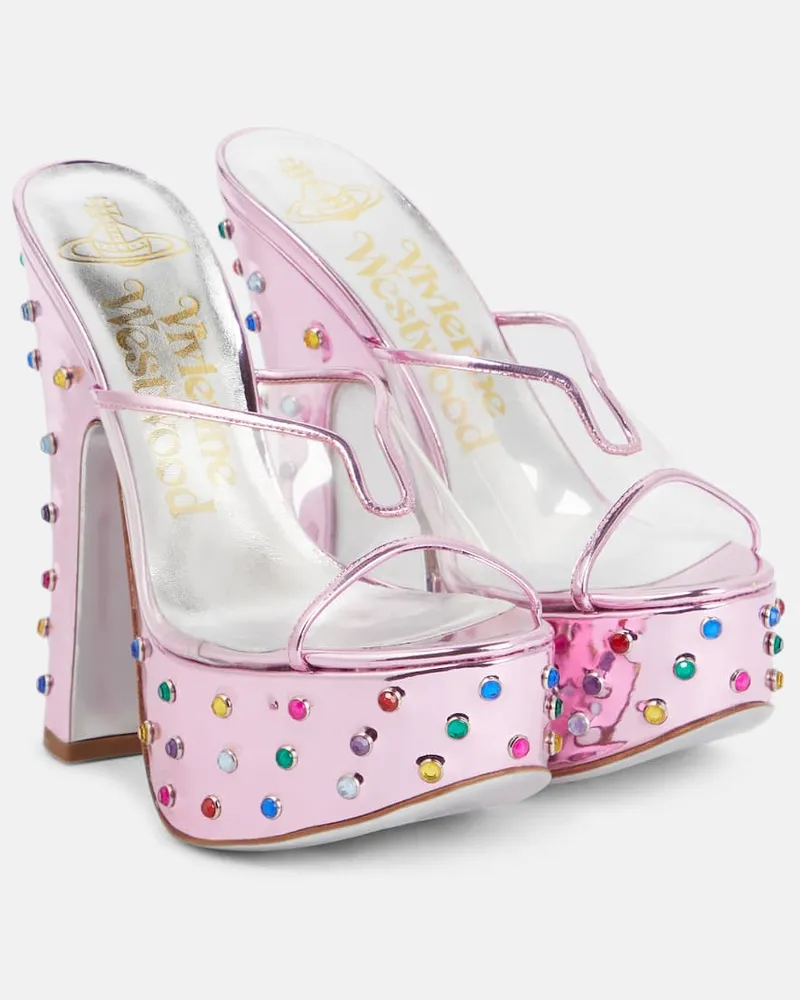 Vivienne Westwood Verzierte Pantoletten Candy mit Leder Pink