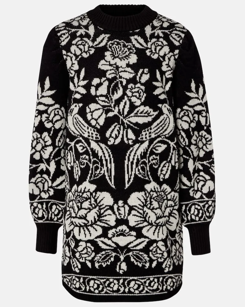 FARM Rio Minikleid Cashew And Birds Schwarz