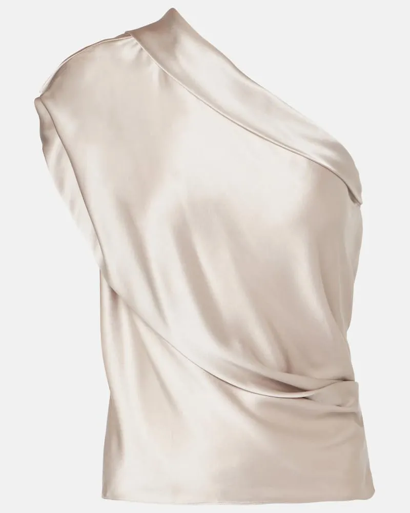 The Sei One-Shoulder-Top aus Seidensatin Beige