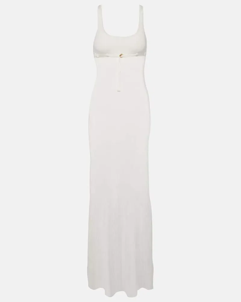 Jacquemus Maxikleid Robe Maille Oranger Weiß