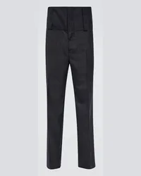 Dries van Noten Gerade High-Rise-Hose aus Wolle Blau