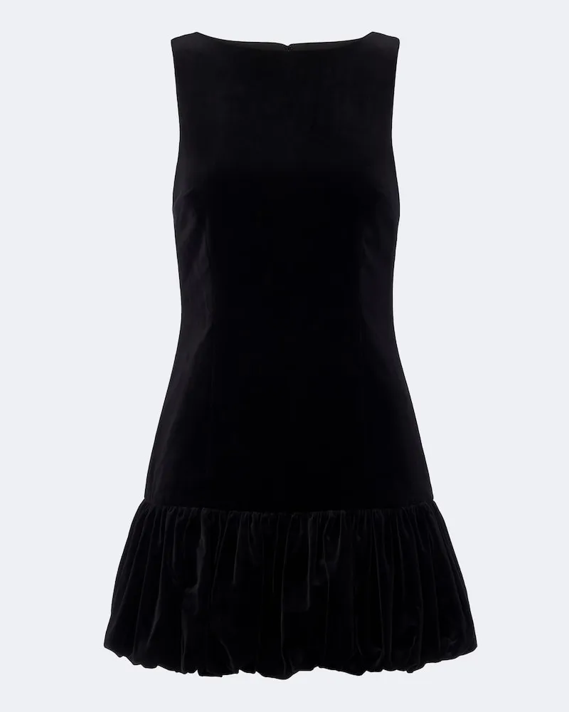 Posse Minikleid Dean aus Baumwollsamt Schwarz