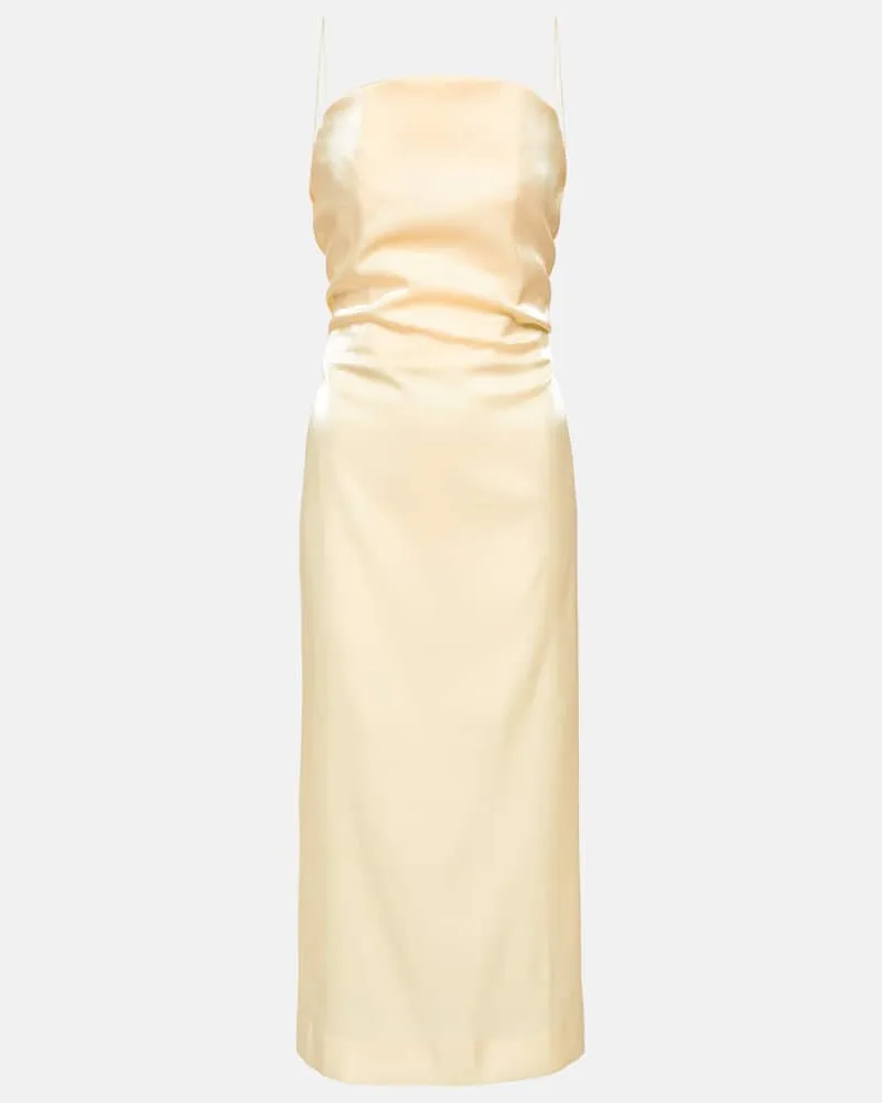 Jacquemus Midikleid La Robe Carino aus Satin Gelb