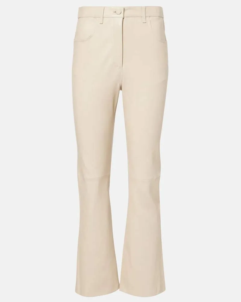 Joseph Schmale Cropped-Hose Duke aus Leder Beige