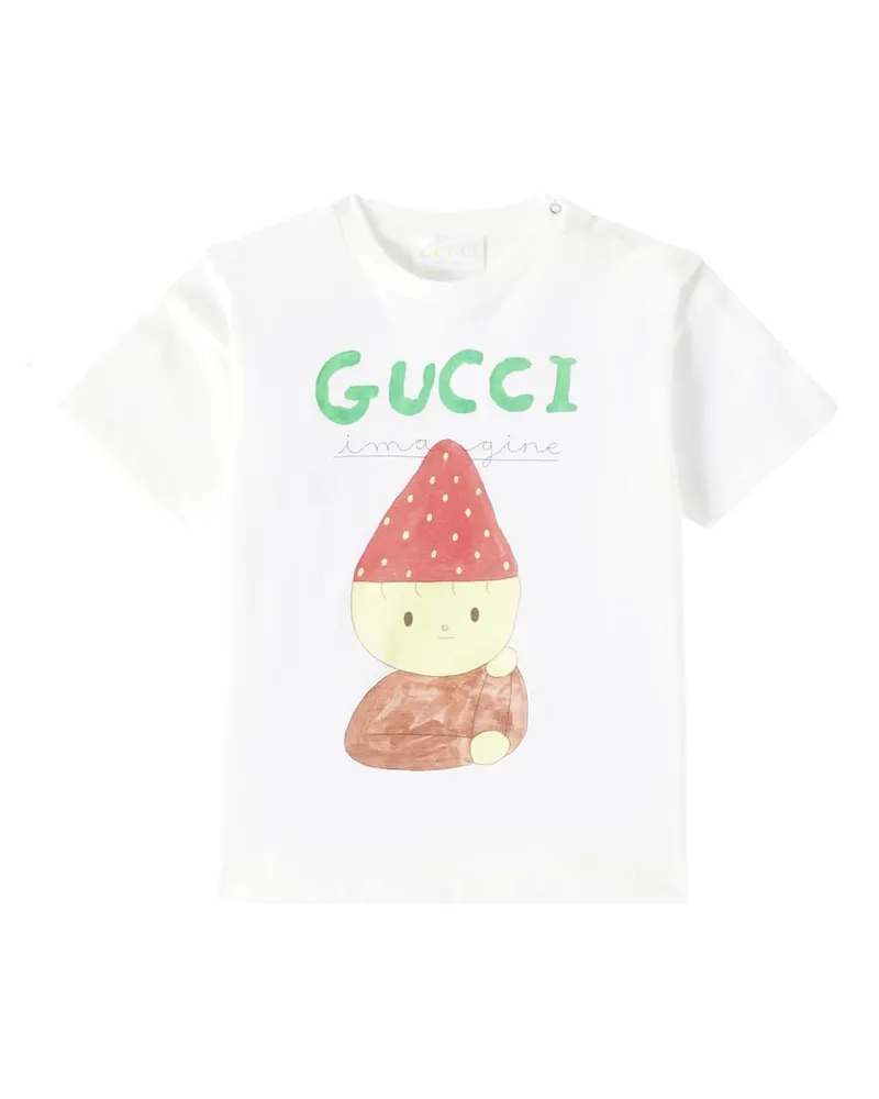 Gucci X Naon Jeong Baby T-Shirt aus Baumwoll-Jersey Weiß