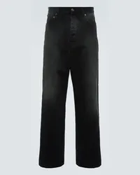 Balenciaga Wide-Leg Jeans Size Sticker Schwarz