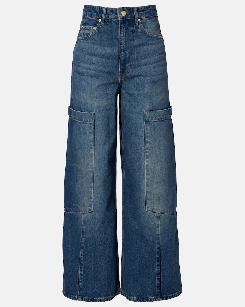 Ganni Mid-Rise Cargo-Jeans Blau