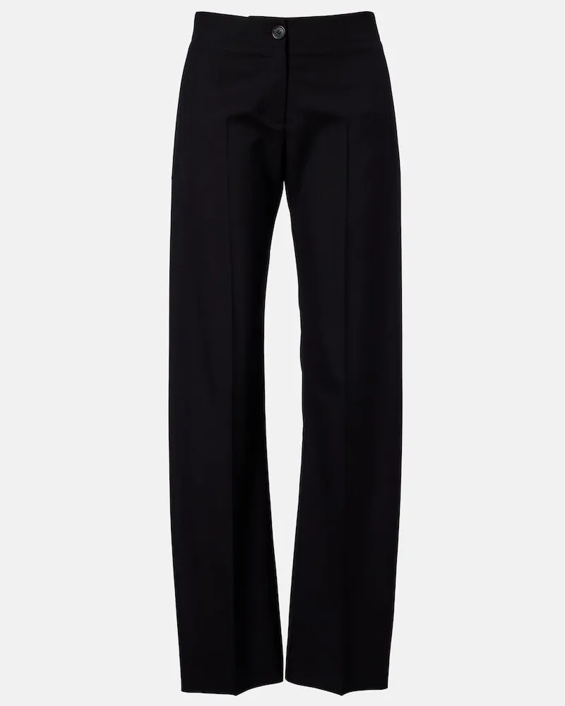 KHAITE Gerade Hose Mita aus Schurwolle Schwarz