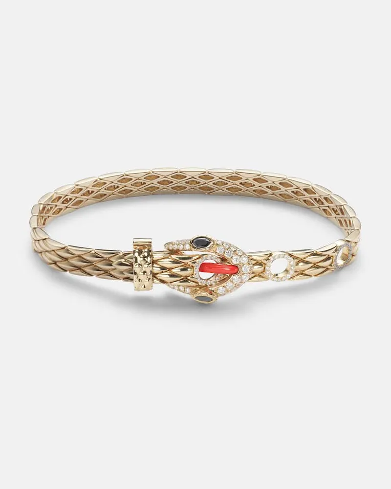 Yvonne Léon Yvonne Léon Armband Python aus 9kt Gelbgold mit Emaille und Diamanten Gold