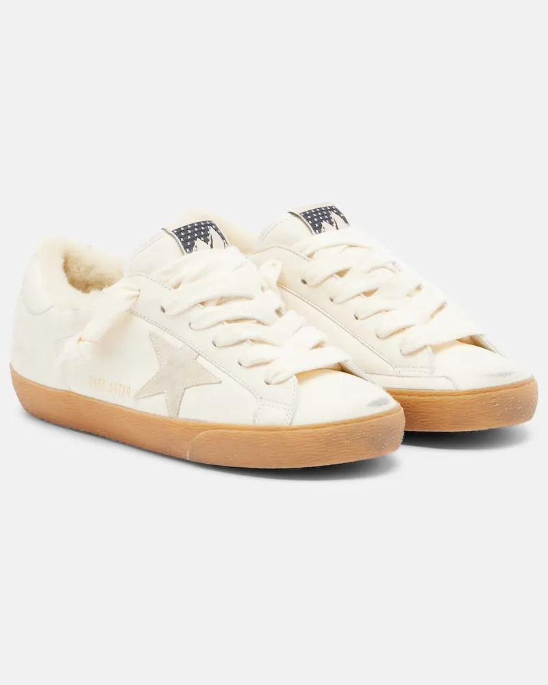 Golden Goose Sneakers Super-Star aus Leder mit Shearling-Futter Weiß