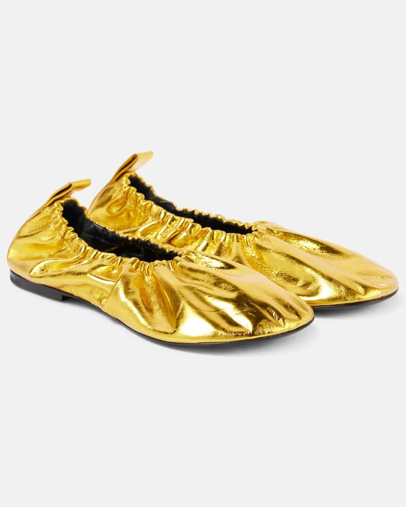 Jil Sander Ballerinas aus Metallic-Leder Grün