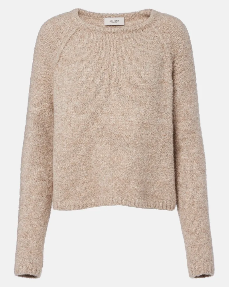 AGNONA Pullover aus Kaschmir, Seide und Wolle Beige