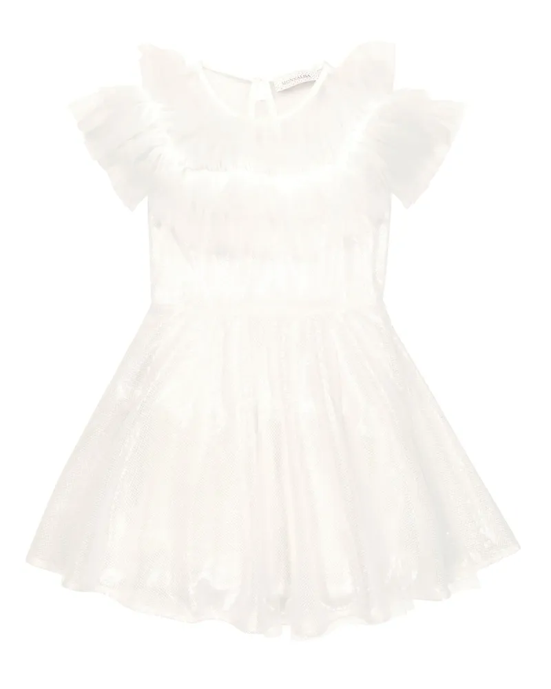 Monnalisa Kleid mit Pailletten Weiß