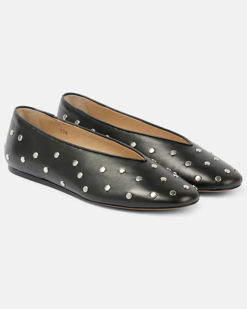 Le Monde Béryl Le Monde Beryl Verzierte Ballerinas Studded Regency aus Leder Schwarz