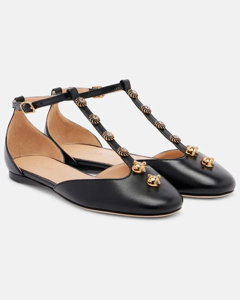 Chloé Chloé Verzierte Ballerinas Celeste aus Leder Schwarz