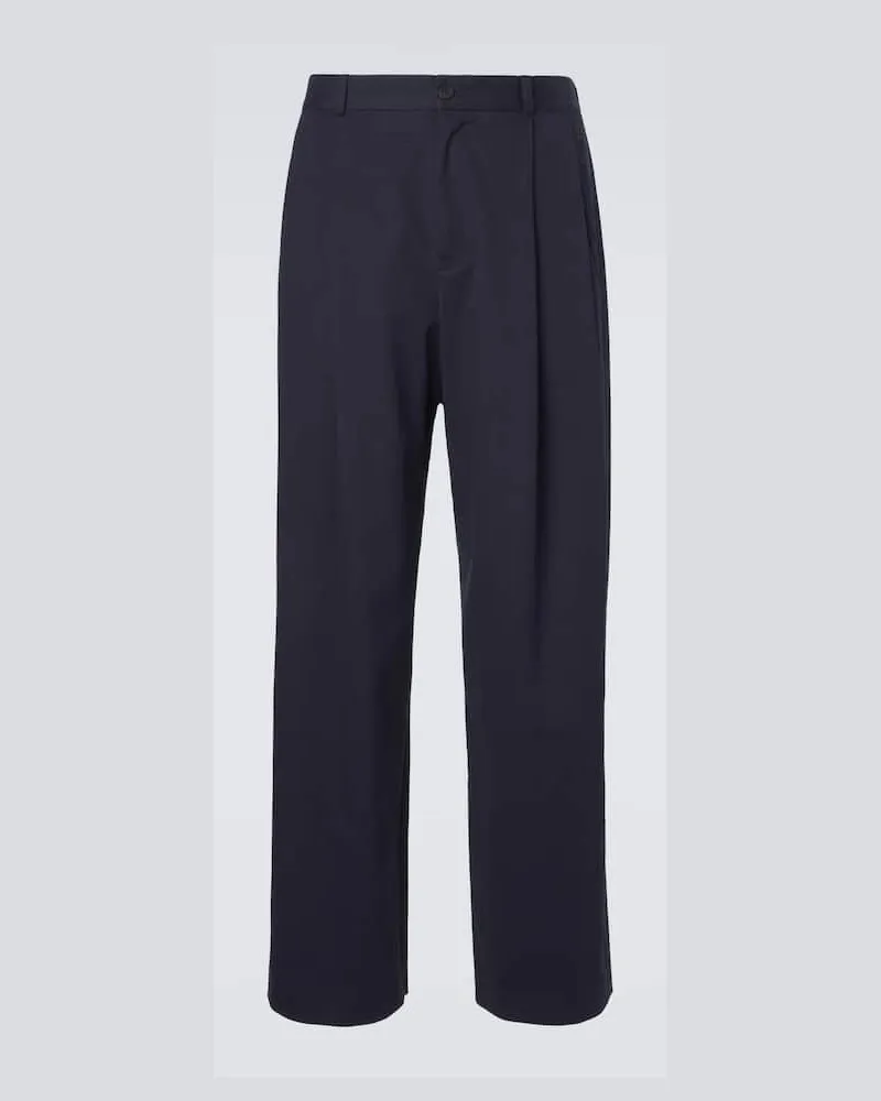 The Row Gerade Hose Tibor aus Baumwolle und Kaschmir Blau