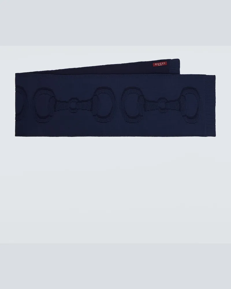 Gucci Schal Gucci Horsebit aus Wolle Blau