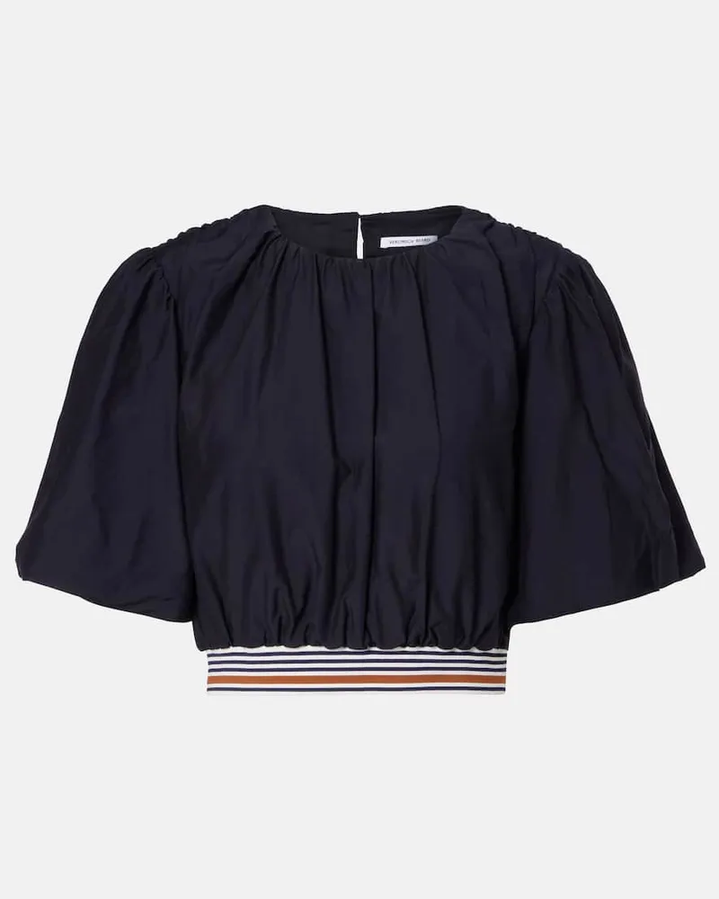 Veronica Beard Top Gabriela aus Baumwolle und Seide Blau