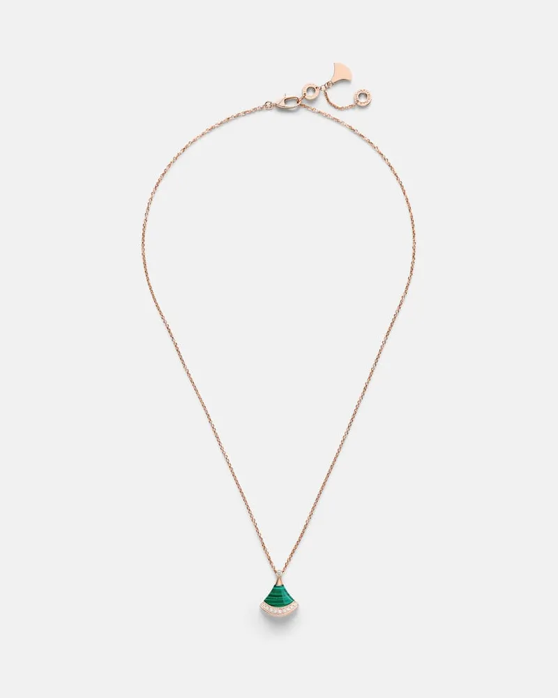 Bulgari Halskette Divas' Dream aus 18kt Roségold mit Diamanten und Malachit Gold