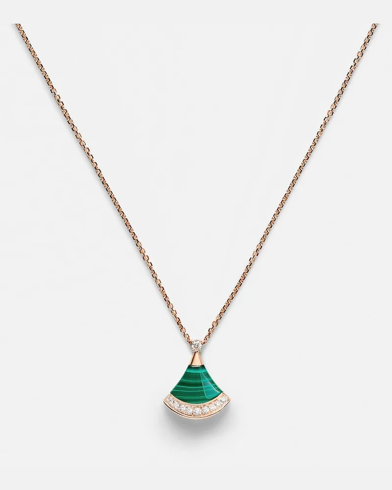 Bulgari Halskette Divas' Dream aus 18kt Roségold mit Diamanten und Malachit Gold