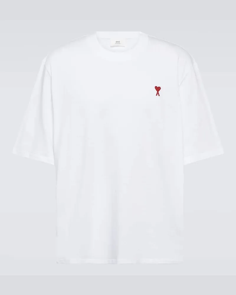 AMI Paris T-Shirt Ami de Cœur aus Baumwoll-Jersey Weiß