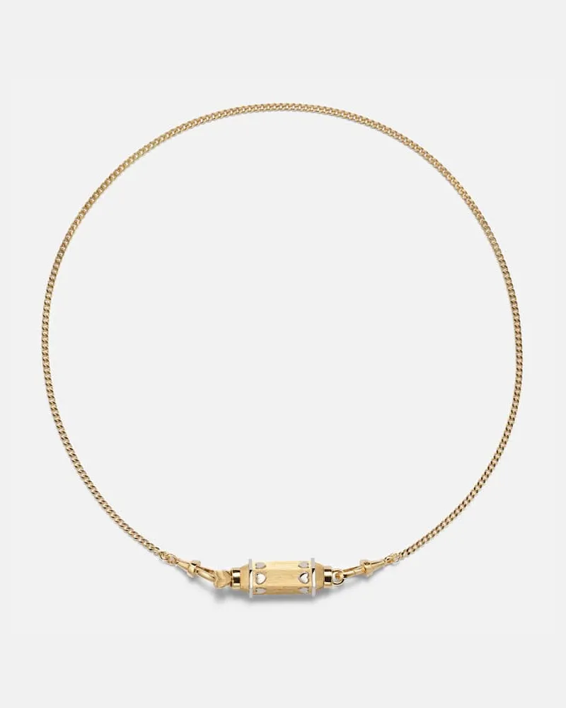 Marie Lichtenberg Halskette Love Baby Locket aus 18kt Gelb- und Weißgold mit Diamant Gold