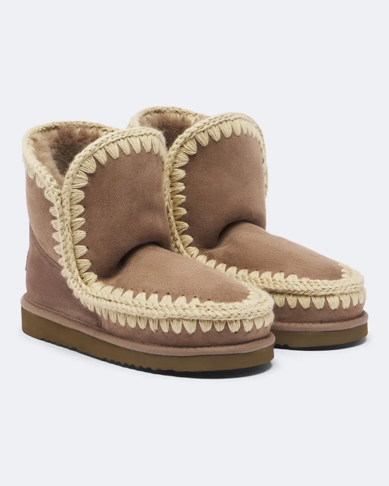 Mou Ankle Boots 18 aus Veloursleder mit Shearling Braun