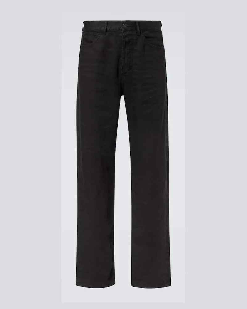 The Row Mid-Rise Straight Jeans Hartley aus Leinen Schwarz