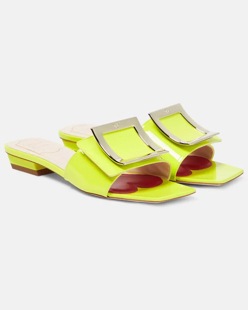 Roger Vivier Pantoletten Love 45 aus Lackleder Grün