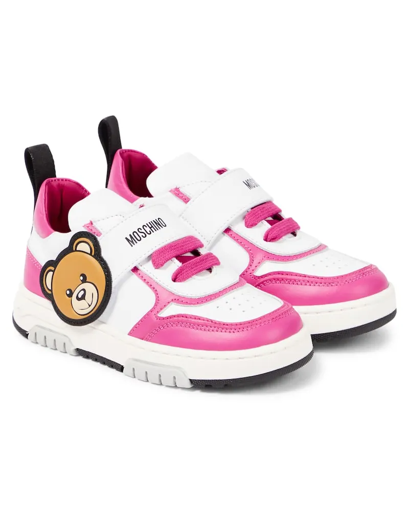 Moschino Sneakers Teddy Bear aus Leder Pink
