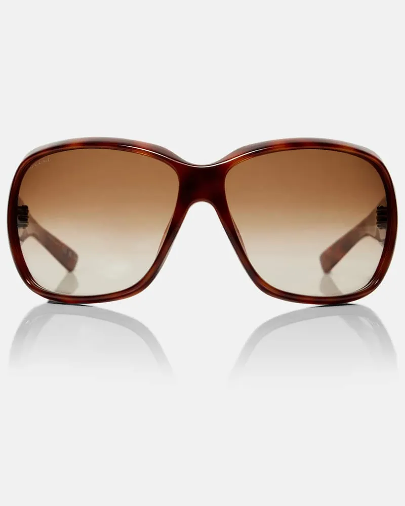 Gucci Eckige Sonnenbrille Gucci Script Braun