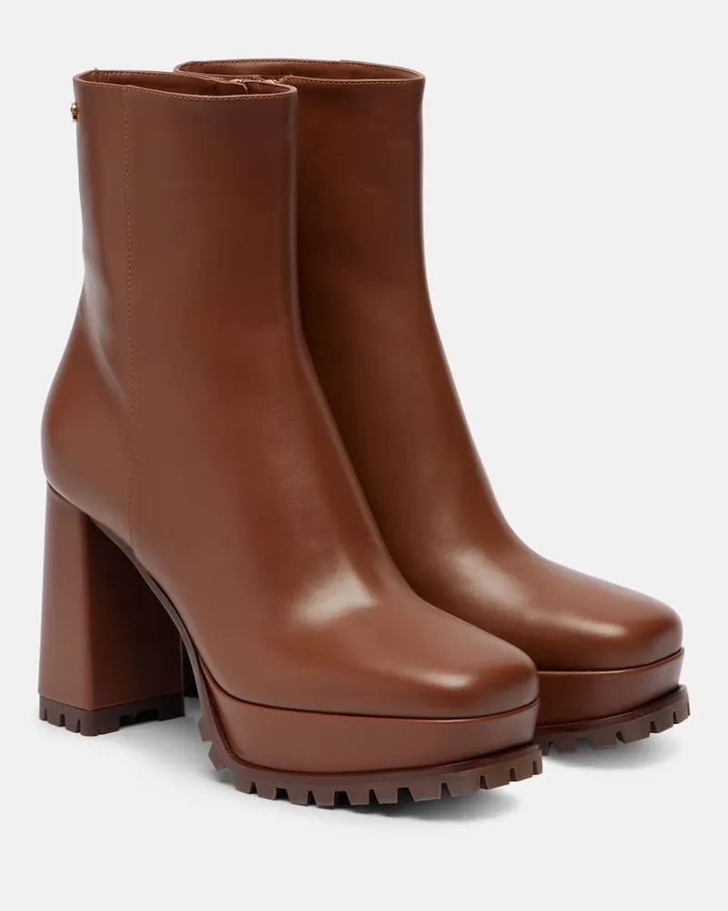 Gianvito Rossi Ankle Boots Harlem 70 aus Leder Braun