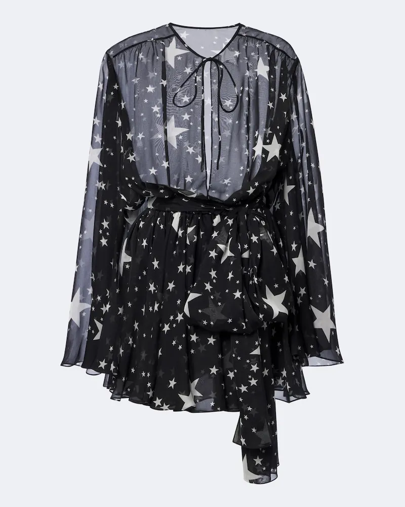 Dolce & Gabbana Minikleid aus Seidenchiffon Schwarz