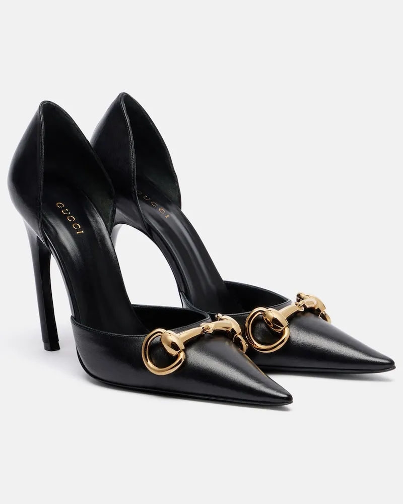 Gucci Pumps Avenue Horsebit aus Leder Schwarz