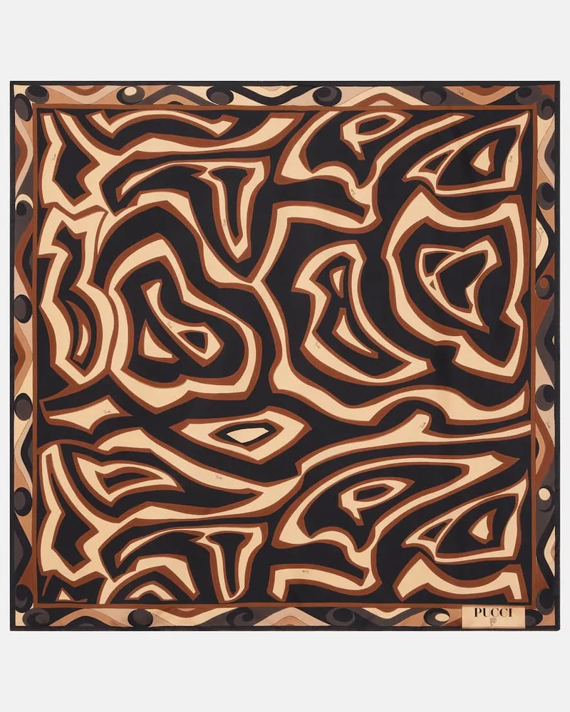 Emilio Pucci Tuch Labirinto aus Seiden-Twill Braun