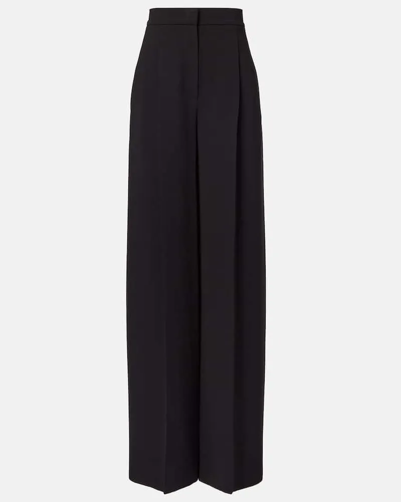 Max Mara Weite High-Rise-Hose Laccato aus Cady Schwarz