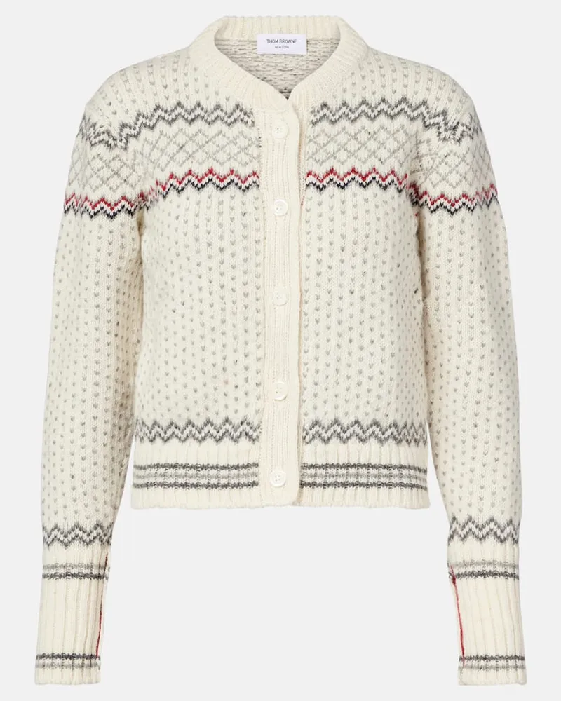Thom Browne Cardigan aus Wolle und Mohair Weiß