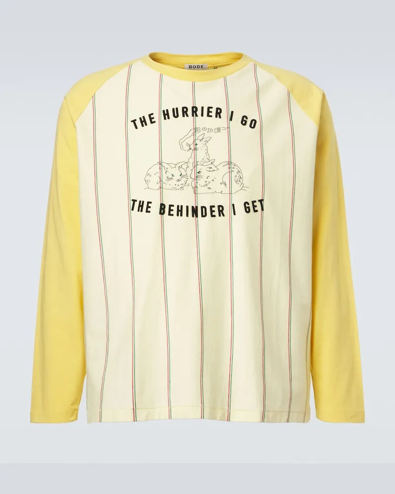 BODE T-Shirt Summertime aus Baumwoll-Jersey Gelb
