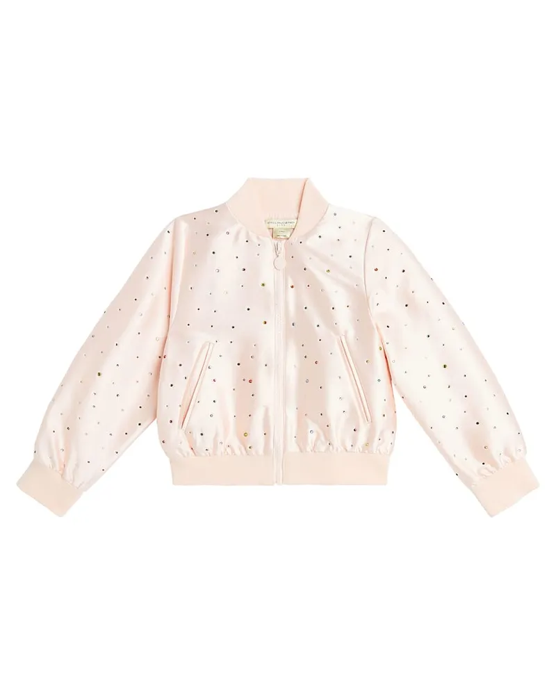 Stella McCartney Kids Verzierte Bomberjacke aus Satin Pink