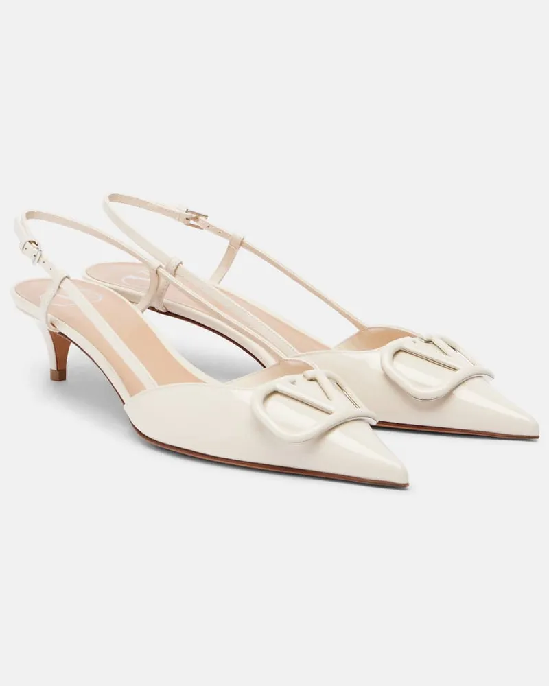 Valentino Garavani Slingback-Pumps VLogo 40 aus Lackleder Weiß